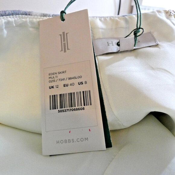 Hobbs Wool blend Plaid Skirt Size 8 Gray Floral London UK British NWT - Picture 6 of 7